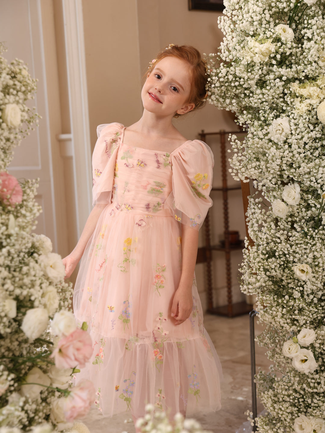 Ball-Gown Satin Tulle Scoop Sleeveless Floor-Length  Flower Girl Dresses With Flower