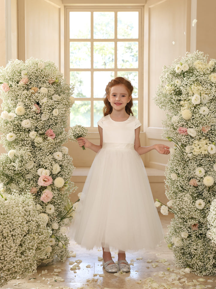 Ball-Gown Scoop Sleeveless Ankle-Length Flower Girl Dresses With Bowknot