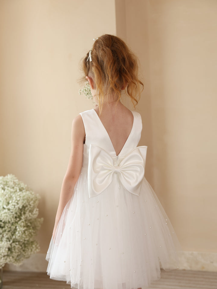 Ball-Gown Scoop Sleeveless Short/Mini Flower Girl Dresses With Bowknot