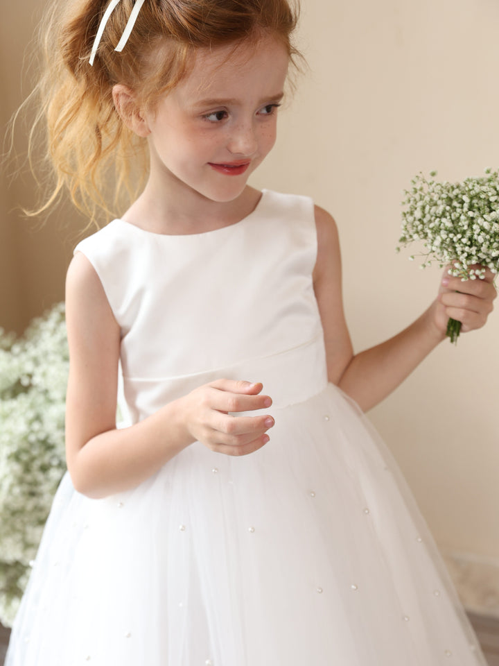 Ball-Gown Scoop Sleeveless Short/Mini Flower Girl Dresses With Bowknot