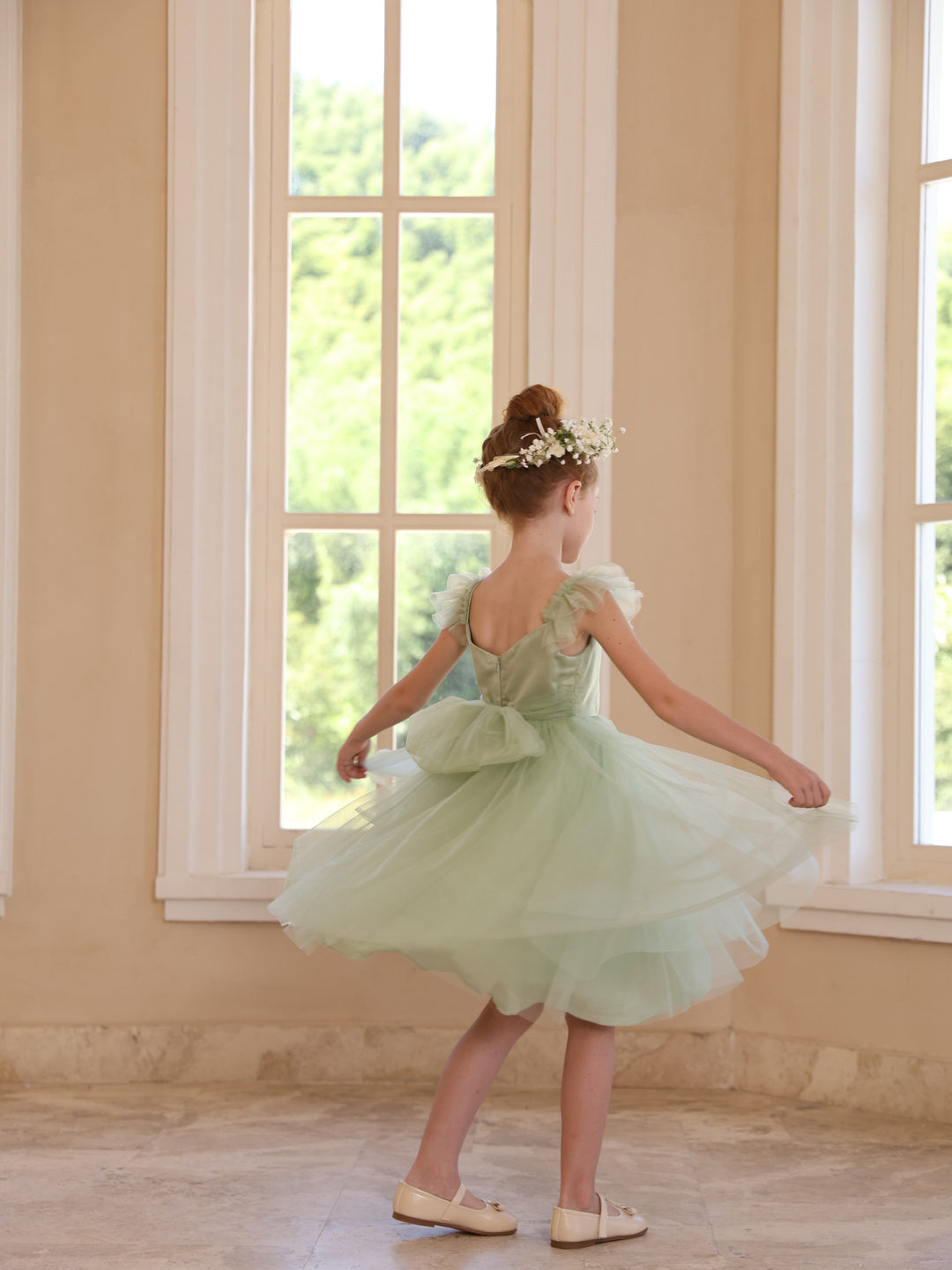 Ball-Gown Square Neck Sleeveless Knee-Length Flower Girl Dresses With Pure Color