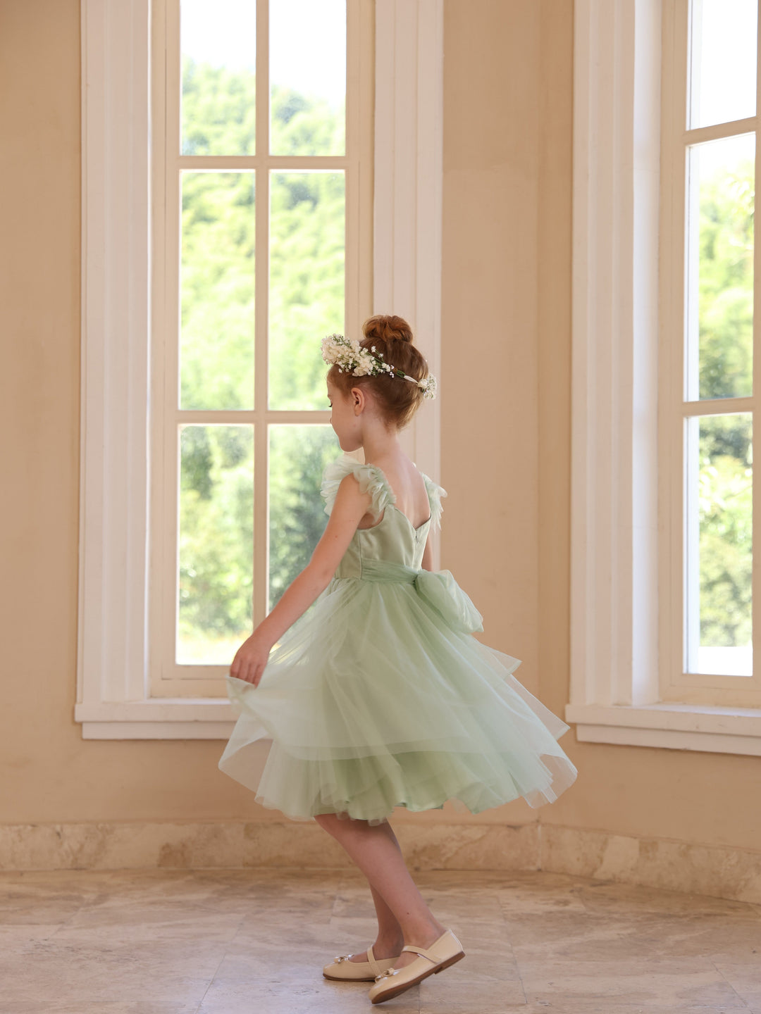 Ball-Gown Square Neck Sleeveless Knee-Length Flower Girl Dresses With Pure Color