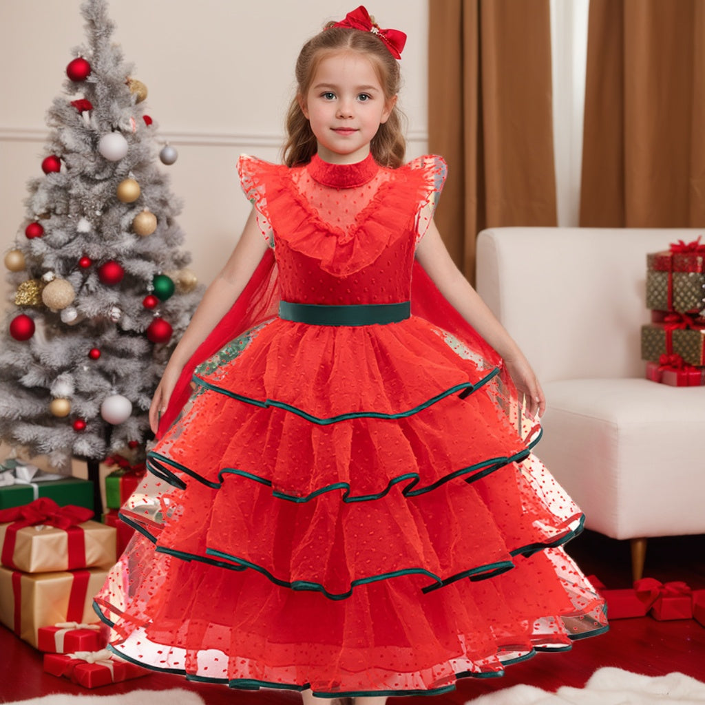 Ball-Gown Jewel Neck Sleeveless Tea-Length Flower Girl Dress with Lace