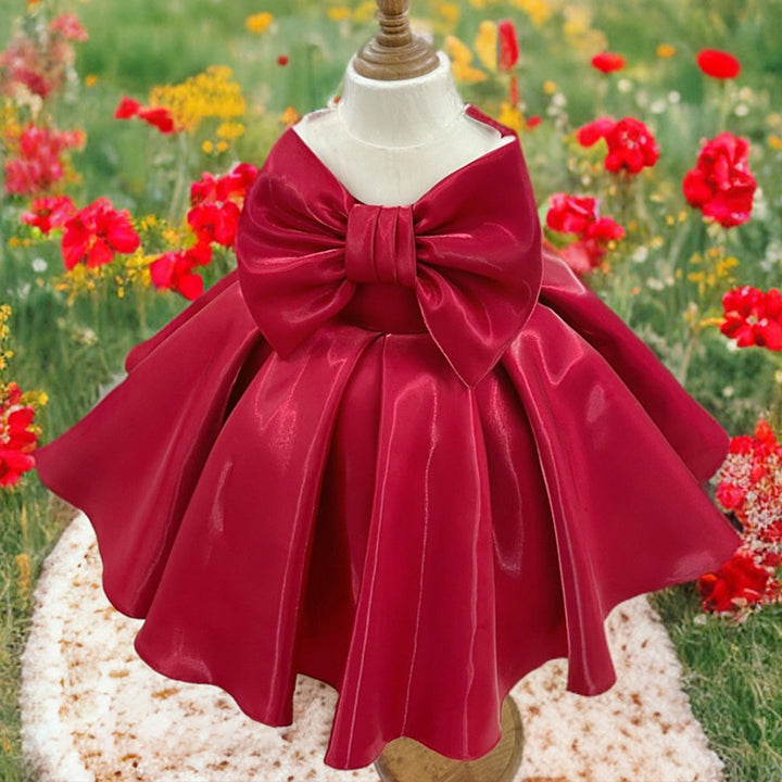 Ball-Gown Sleeveless Knee-Length Flower Girl Dress with Bowknot