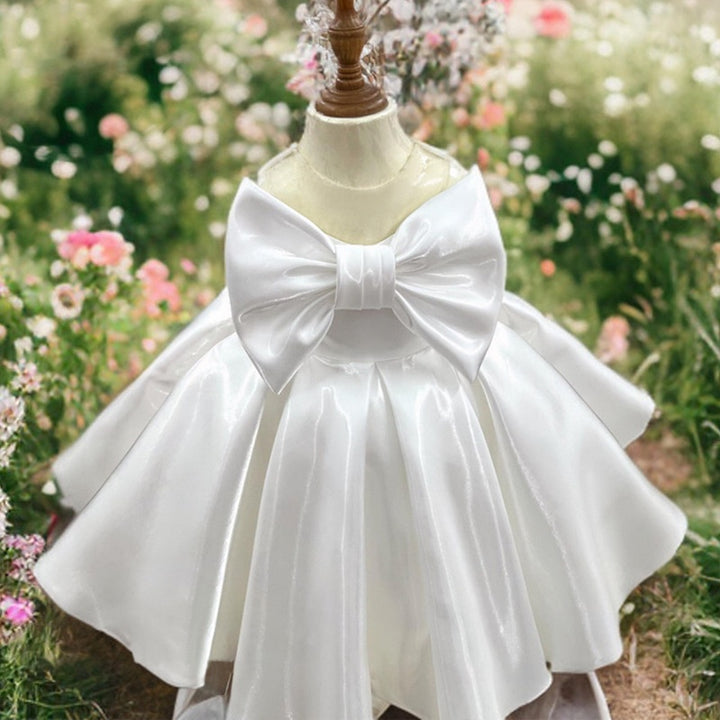 Ball-Gown Sleeveless Knee-Length Flower Girl Dress with Bowknot