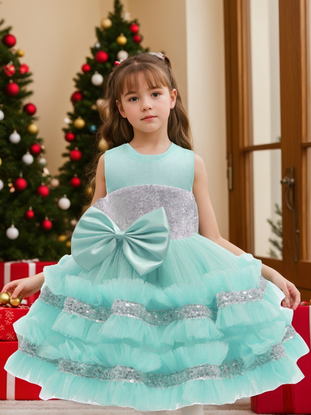 Ball-Gown Scoop Neck Sleeveless Knee-Length Flower Girl Dress with Bowknot & Lace, Dusty Rose Ball-Gown Scoop Neck Sleeveless Knee-Length Flower Girl Dress with Bowknot & Lace, Dusty Rose