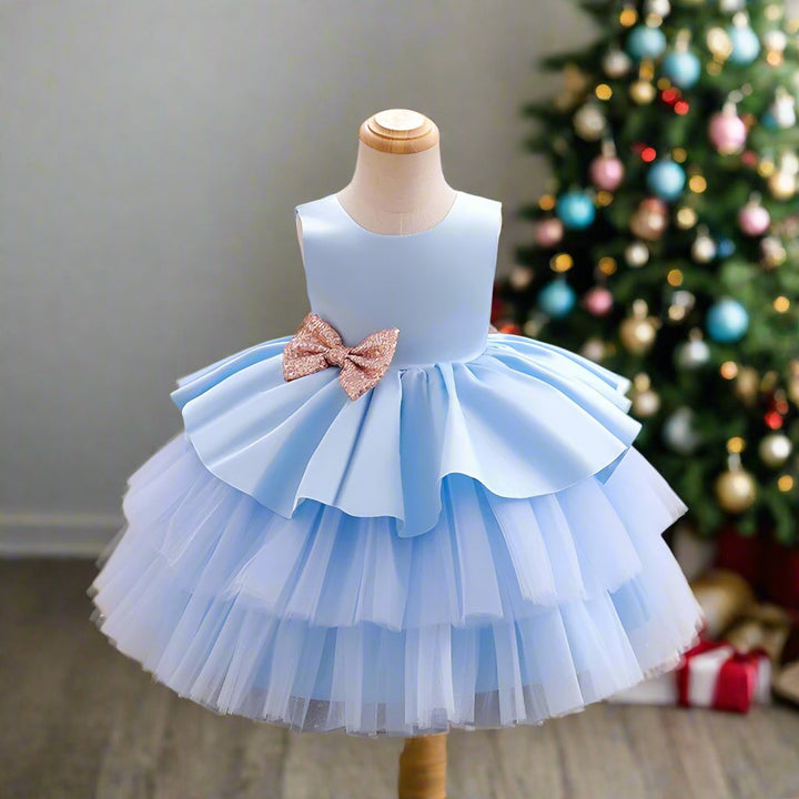 Ball-Gown Scoop Neck Sleeveless Knee-Length Flower Girl Dress with Bowknot