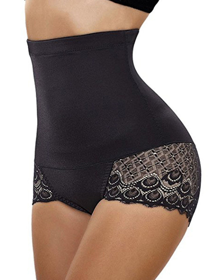 Casual Classic Elegant Lace Cotton High Waist Brief Shapewear