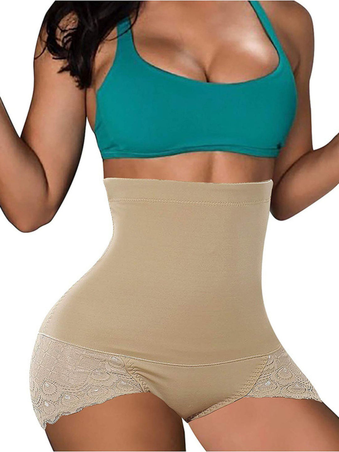 Casual Classic Elegant Lace Cotton High Waist Brief Shapewear