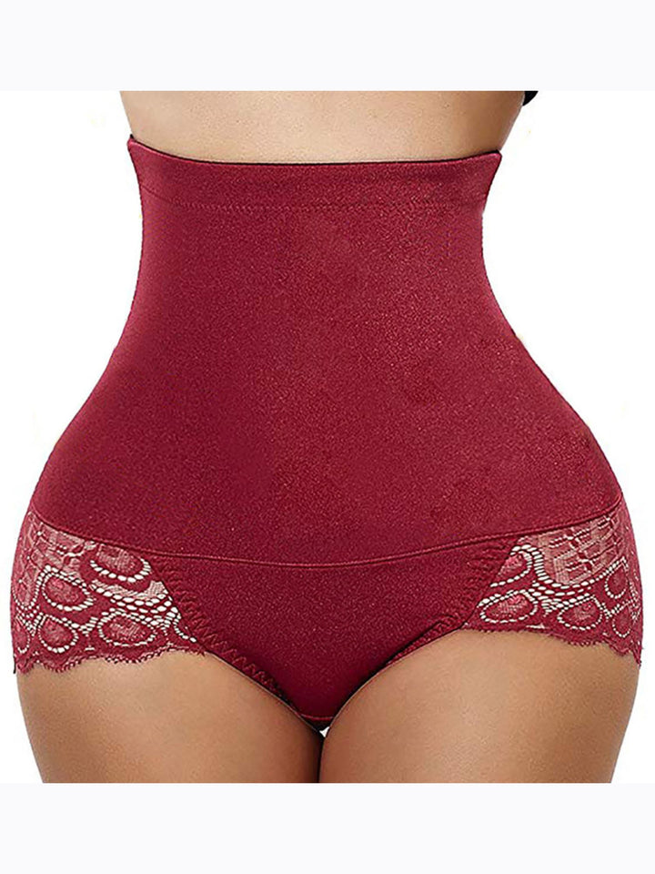 Casual Classic Elegant Lace Cotton High Waist Brief Shapewear