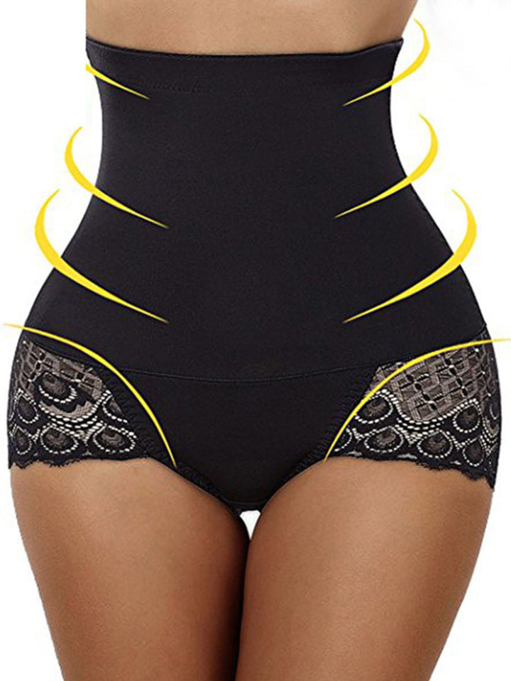 Casual Classic Elegant Lace Cotton High Waist Brief Shapewear