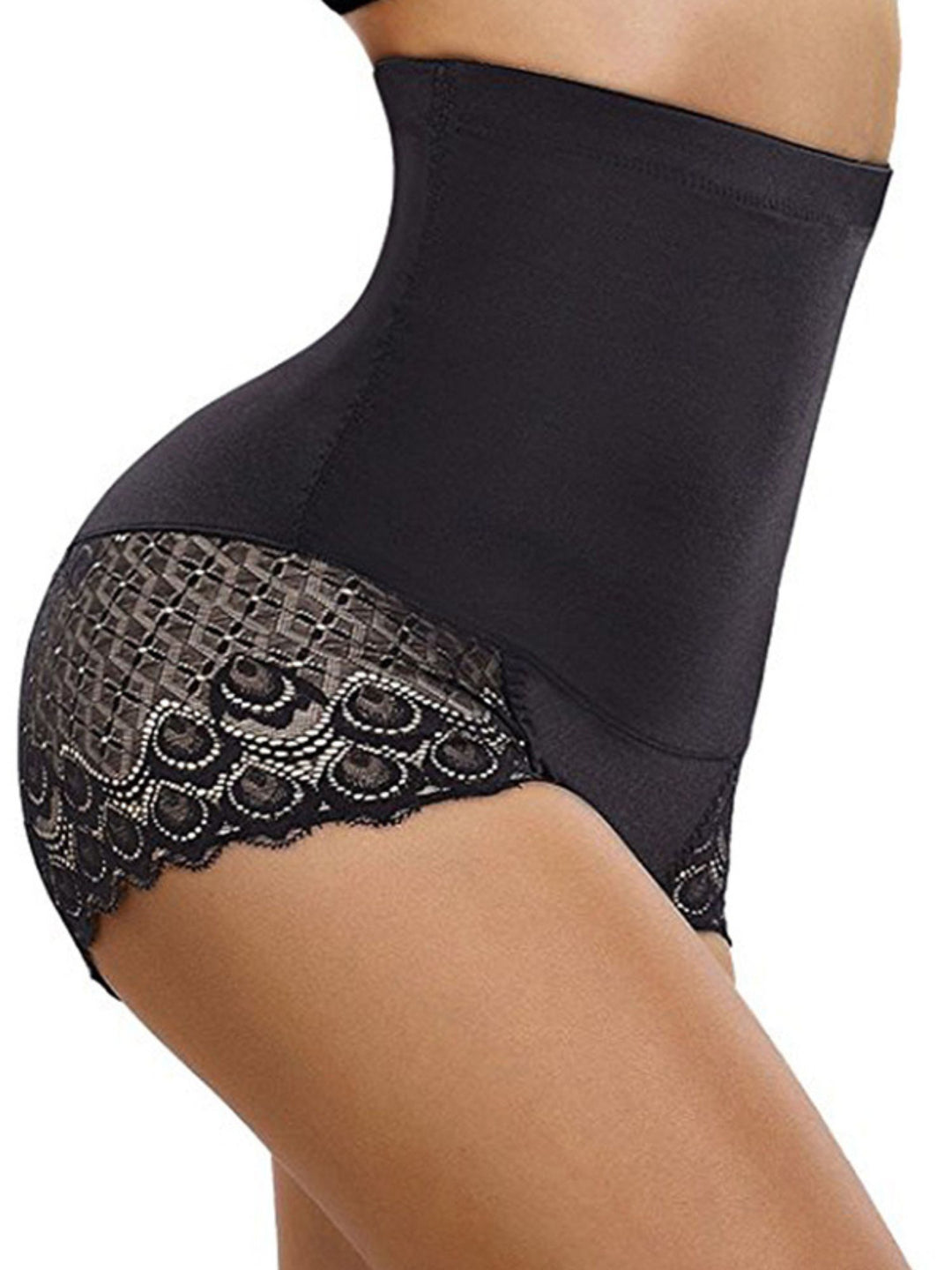 Casual Classic Elegant Lace Cotton High Waist Brief Shapewear