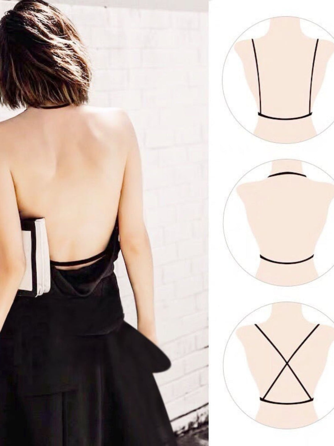 Black Sexy Slim Strap Backless Bra