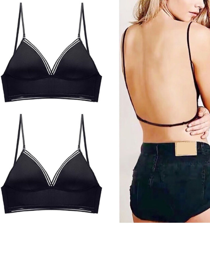 Black Sexy Slim Strap Backless Bra