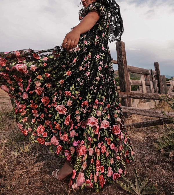 A-Line/Princess V-Neck Short Sleeves Floral Formal Plus Size Party Dre - Mondressy A-Line/Princess V-Neck Short Sleeves Floral Formal Plus Size Party Dre - Mondressy