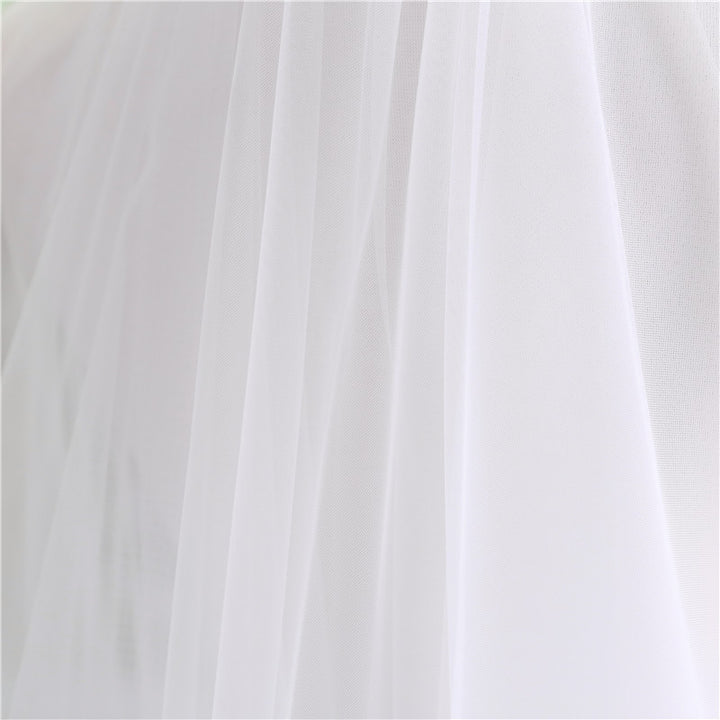 One-tier Classic Lace Wedding Veil with Solid Tulle