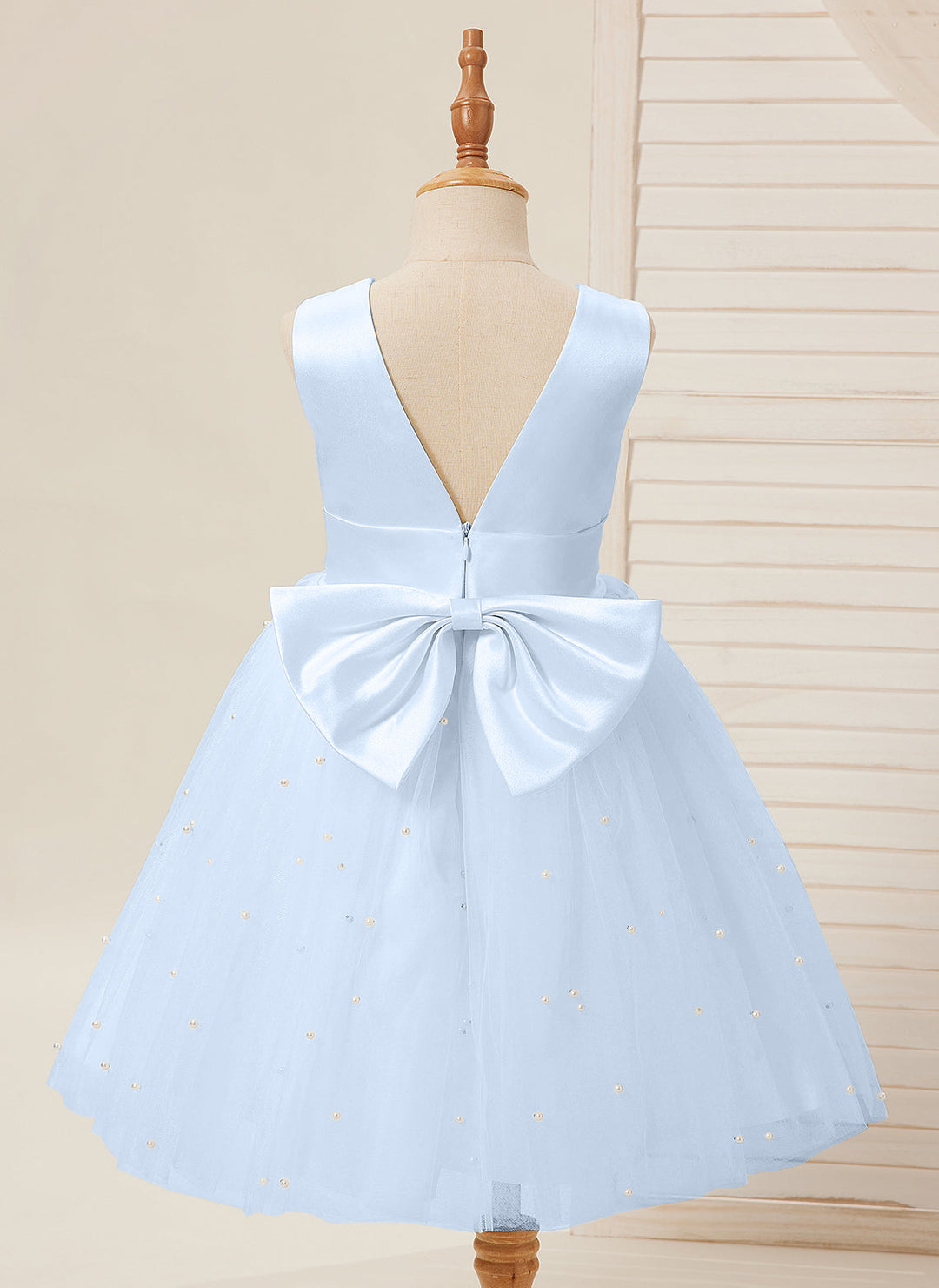 Ball-Gown/Princess Satin Tulle Knee-length Flower Girl Dress