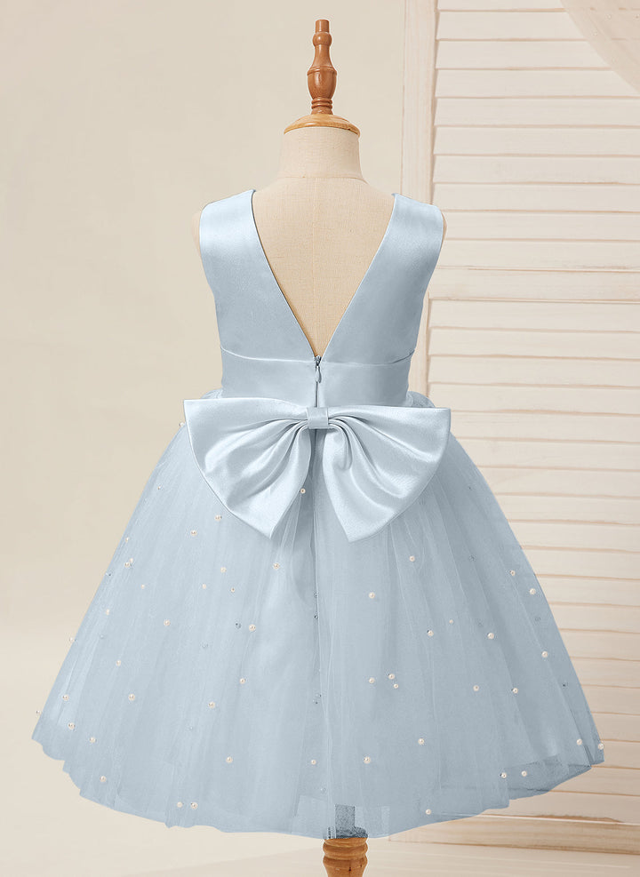 Ball-Gown/Princess Satin Tulle Knee-length Flower Girl Dress