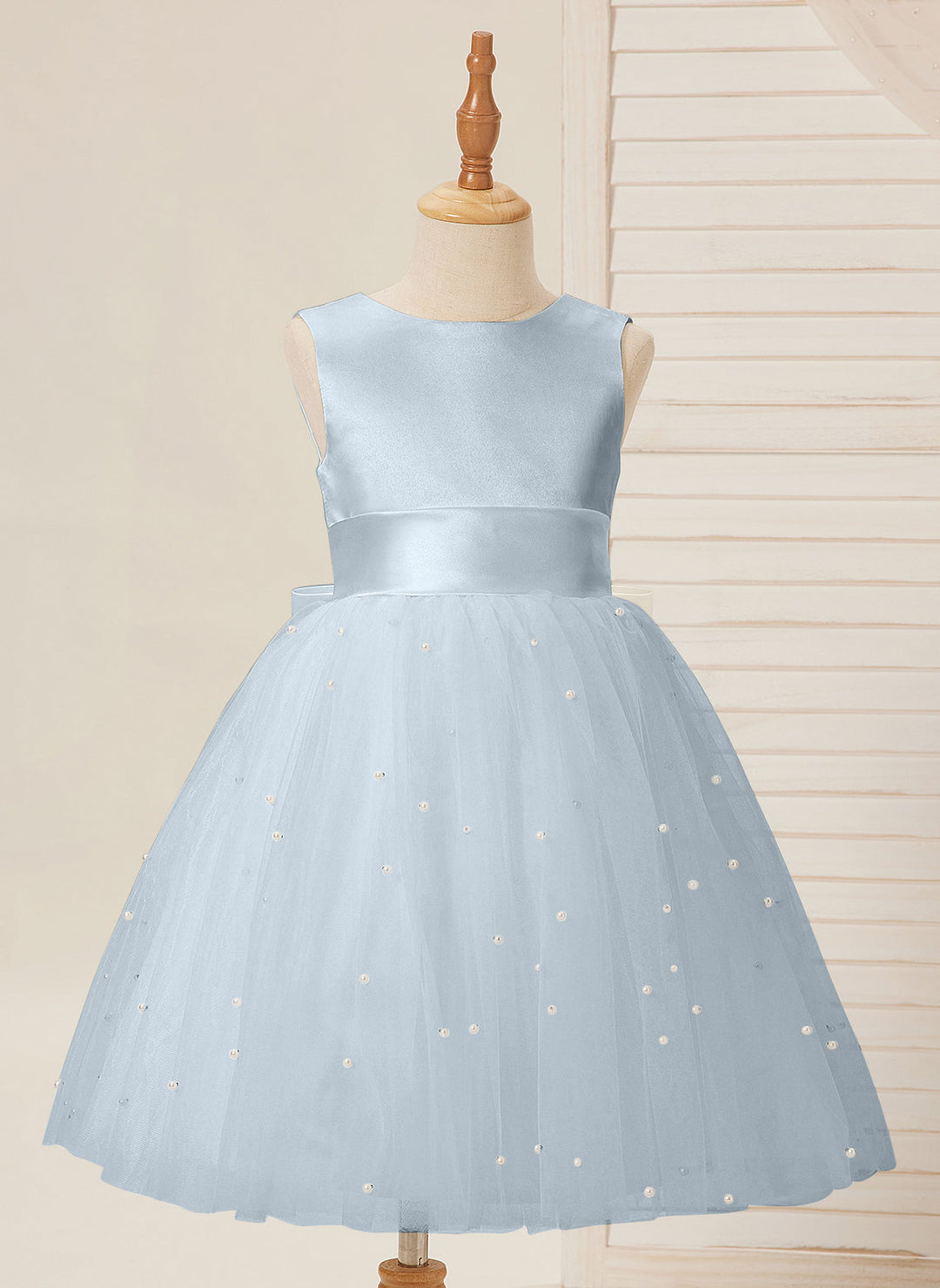 Ball-Gown/Princess Satin Tulle Knee-length Flower Girl Dress