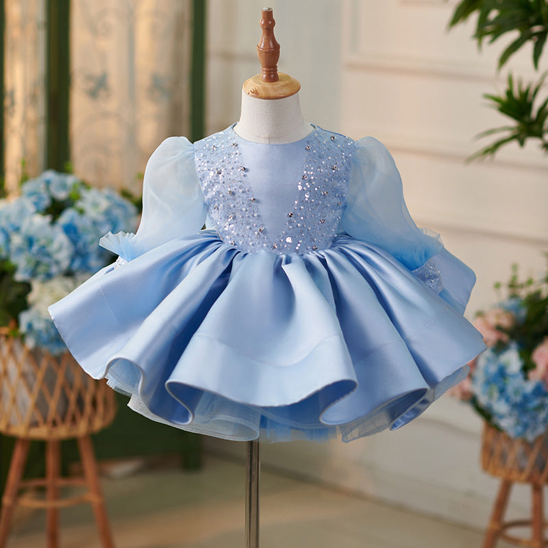 blue dress for baby girl Organza Knee-Length Blue Baby Girl Dress, 12M / Blue