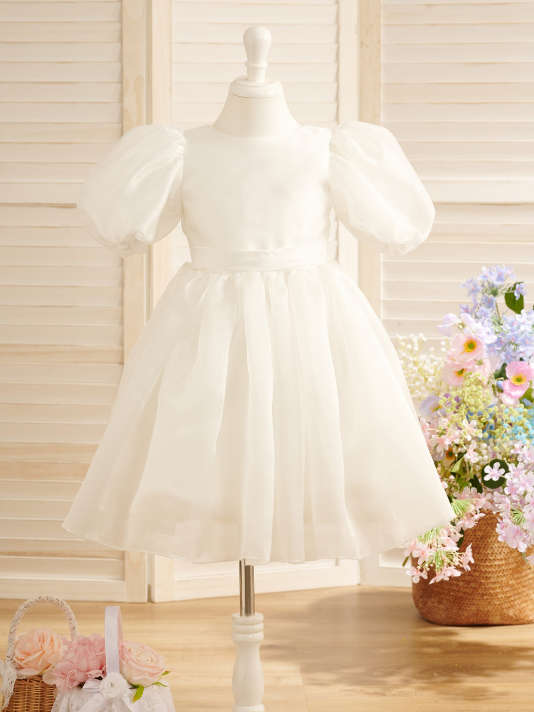 Ball-Gown/Princess Organza Knee-length First Communion Flower Girl Dress