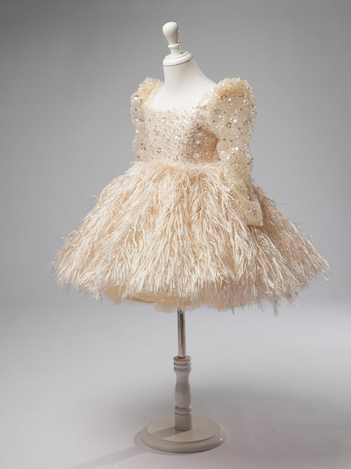 Tulle Knee-length Champagne Girl Dress