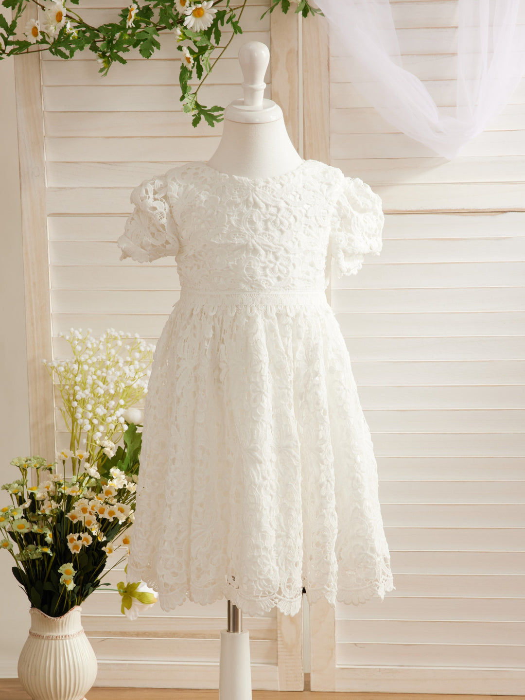 Lace Tea-length Ivory Christening Gowns