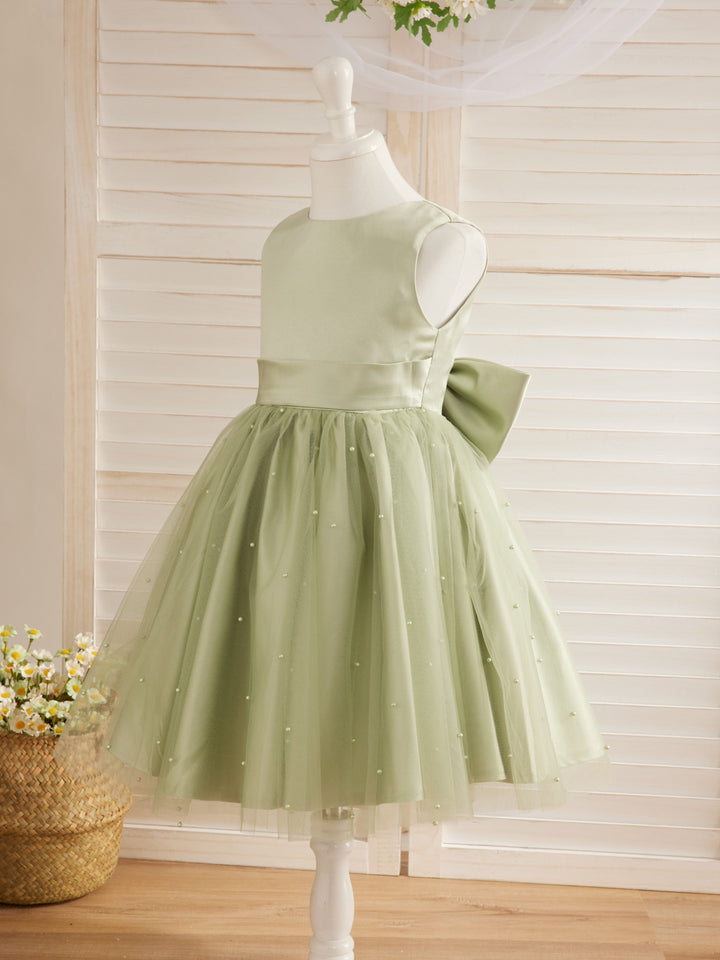 Ball-Gown/Princess Satin Tulle Knee-length Flower Girl Dress