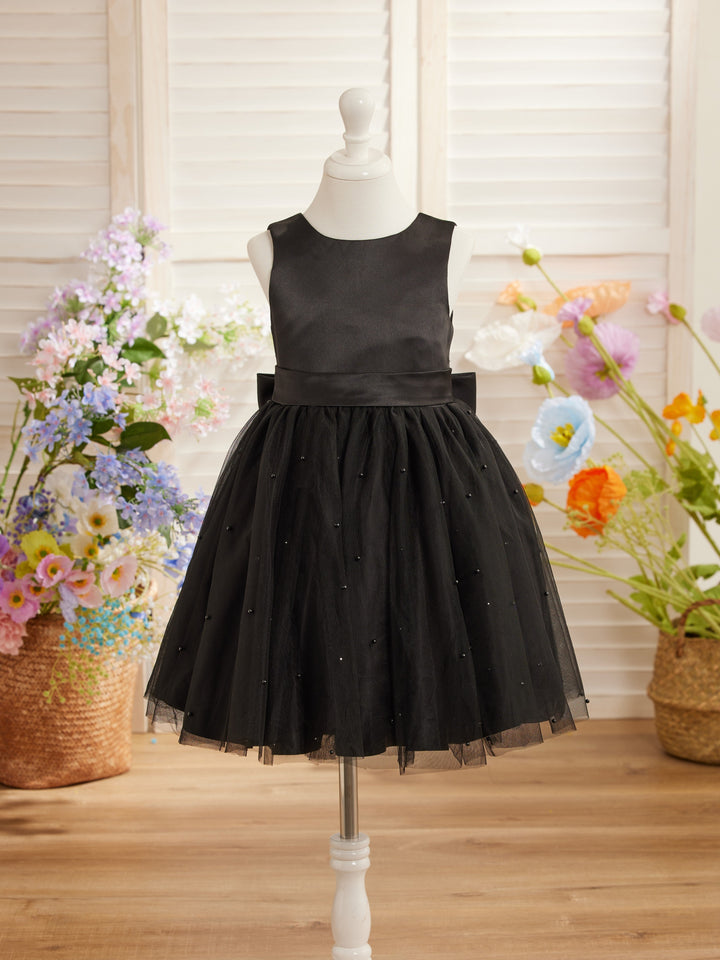 Ball-Gown/Princess Satin Tulle Knee-length Flower Girl Dress