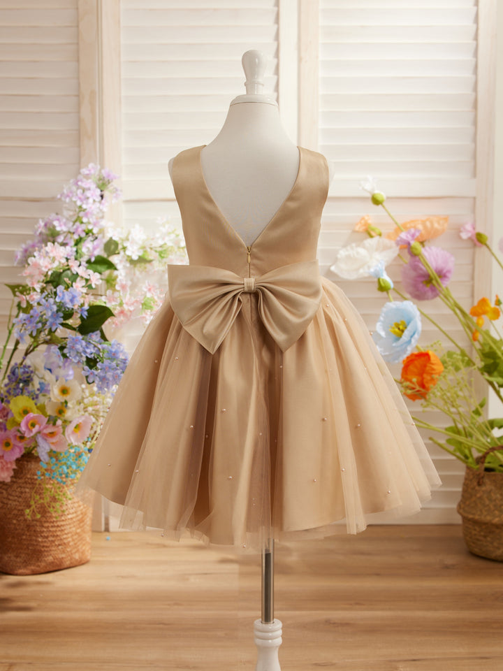 Ball-Gown/Princess Satin Tulle Knee-length Flower Girl Dress