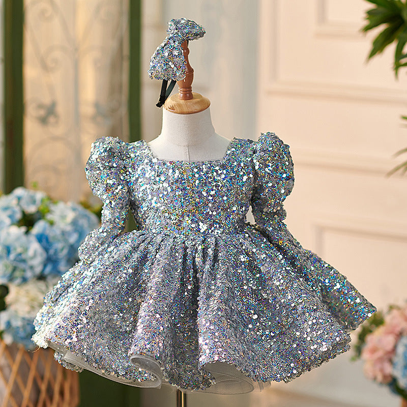 Sequins Tulle Knee-length Baby Girl Dress, 12M / As Picture
