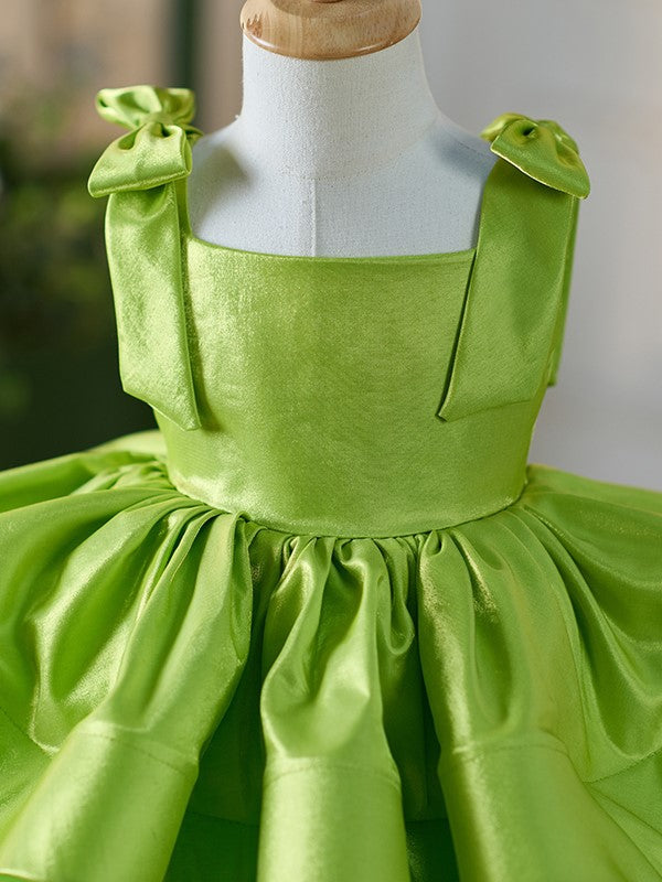 Satin Tulle Knee-length Green Dress