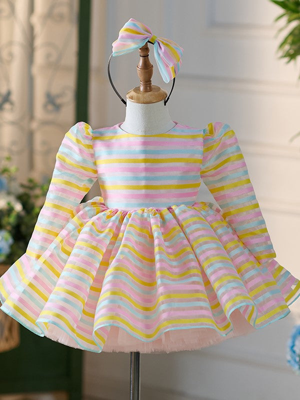 Organza Tulle Knee-Length White 1st Birthday Party Baby Girl Dress, 12M / As Picture
