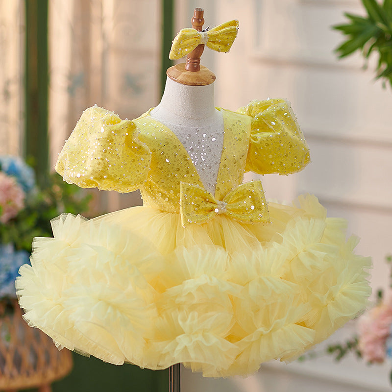 Sequins Tulle Knee-length Baby Girl Dress