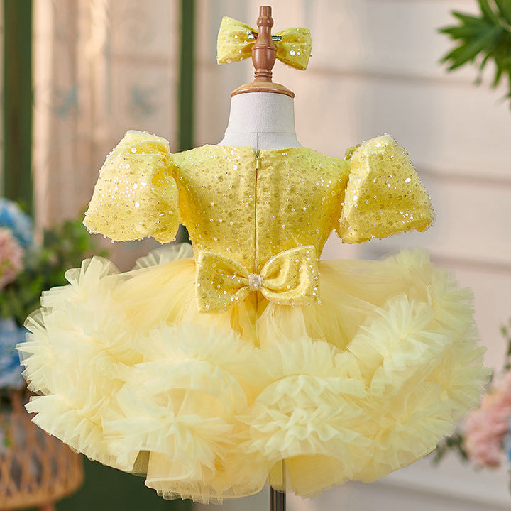 Sequins Tulle Knee-length Baby Girl Dress