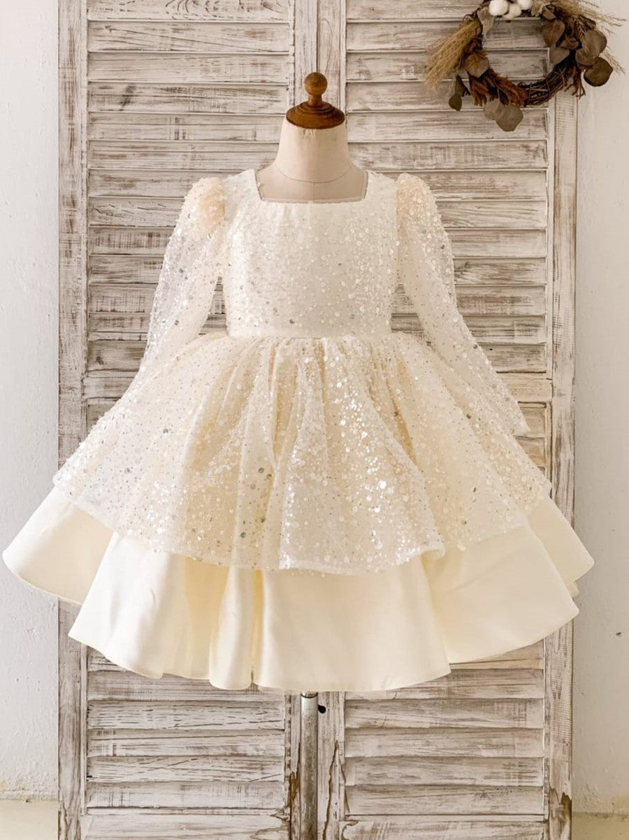 Satin Knee-length Ivory Dress, 12M / As Picture Satin Knee-length Ivory Dress, 12M / As Picture