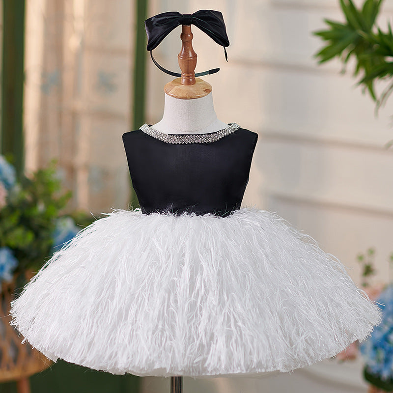 Satin Knee-length 1st Birthday Party Baby Girl Dress