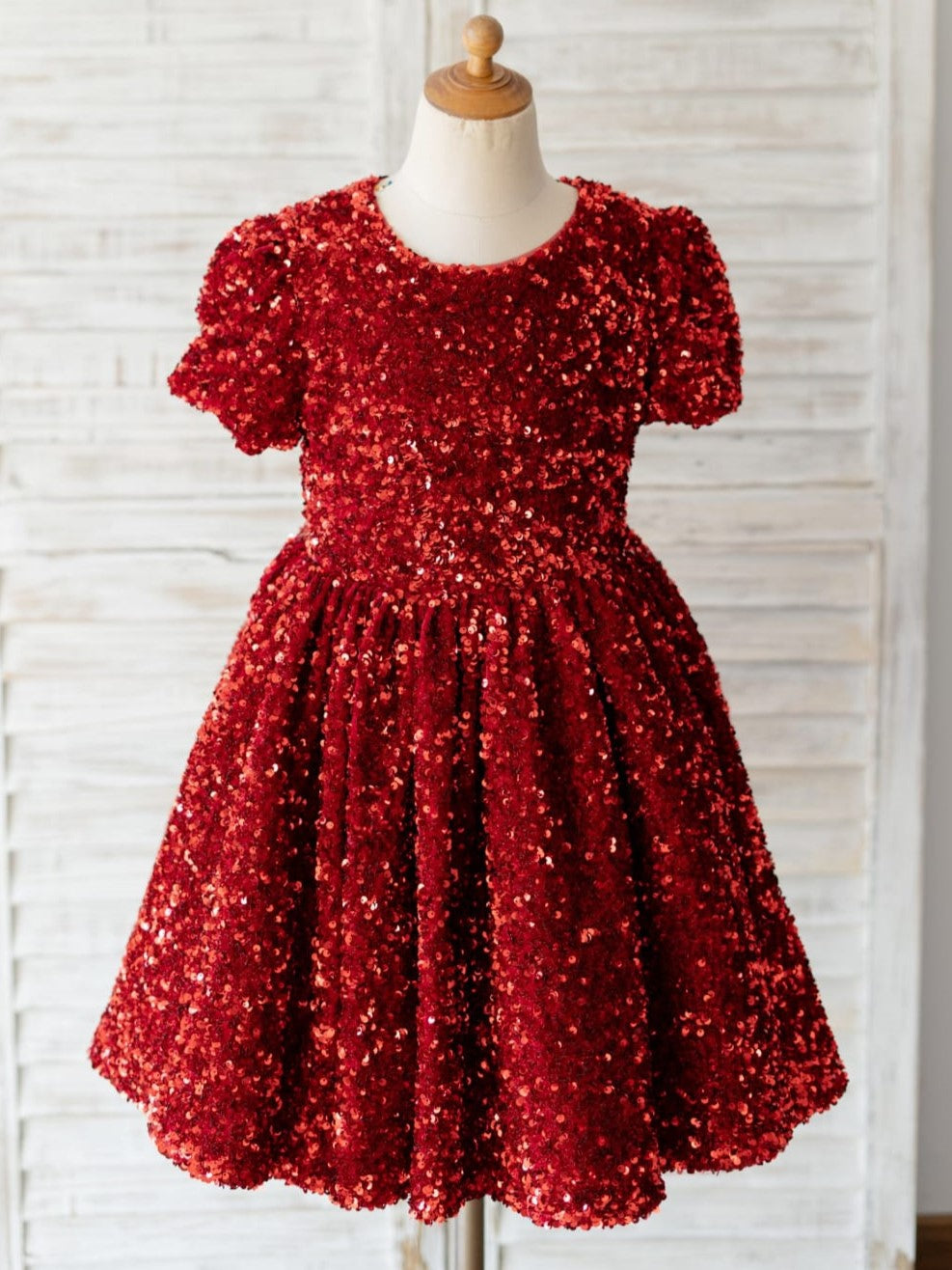 Sequins Velvet Knee-length Burgundy Dress