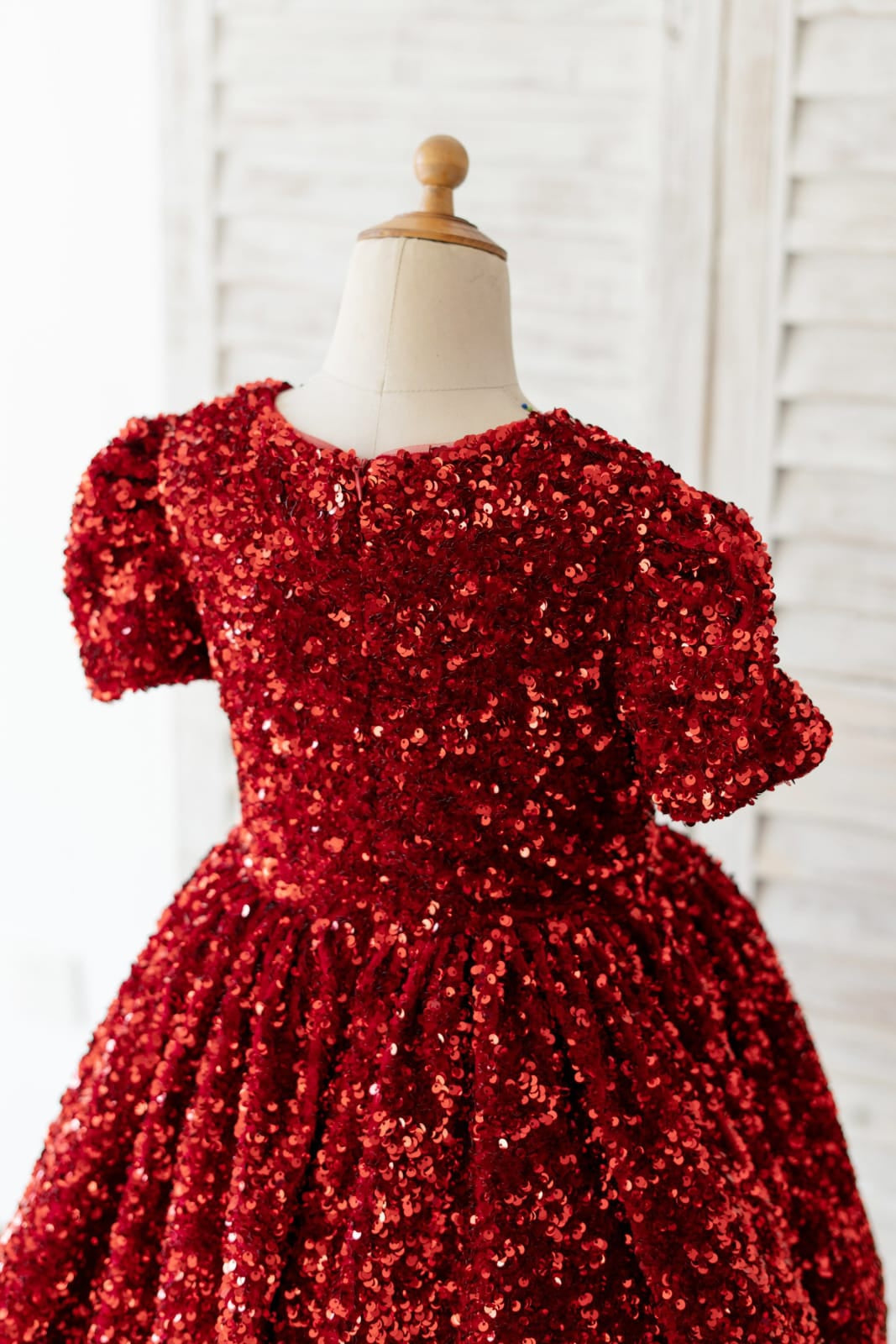 Sequins Velvet Knee-length Burgundy Dress