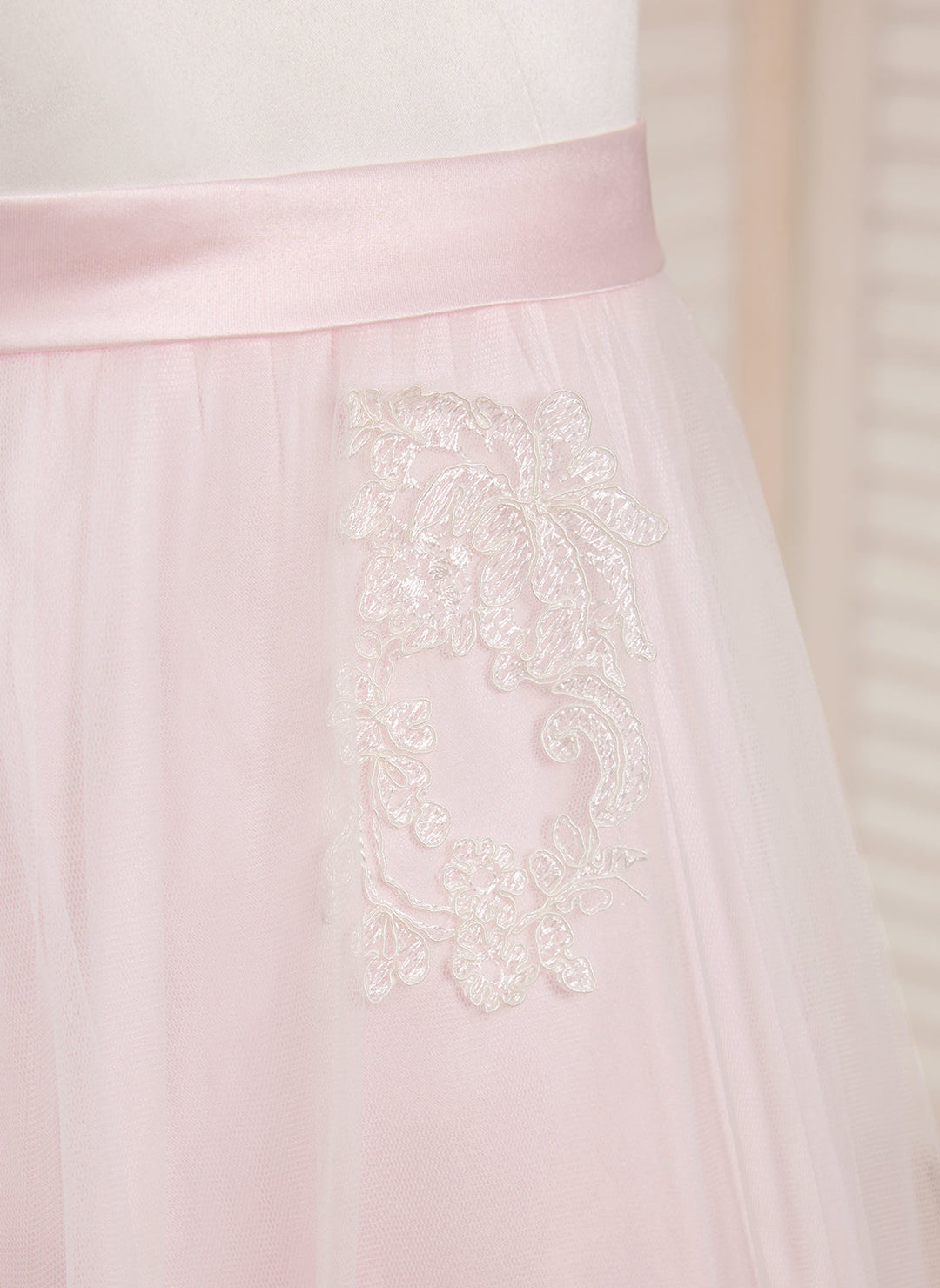 A-line Satin Tulle Ankle-length Pink Dress