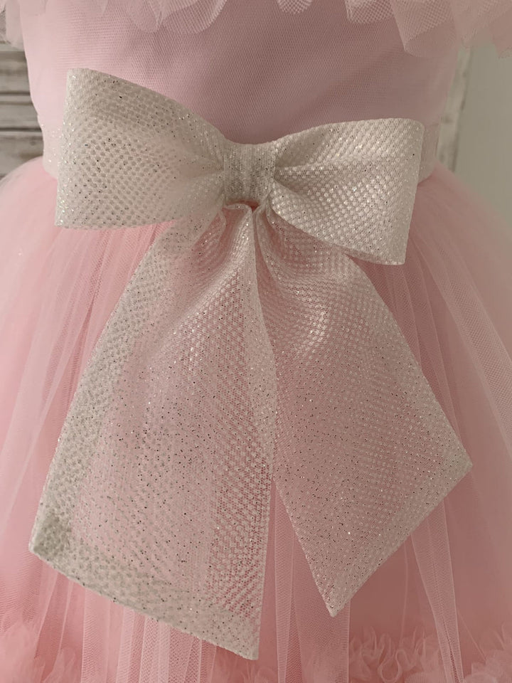 Tulle Knee-length Pink Dress