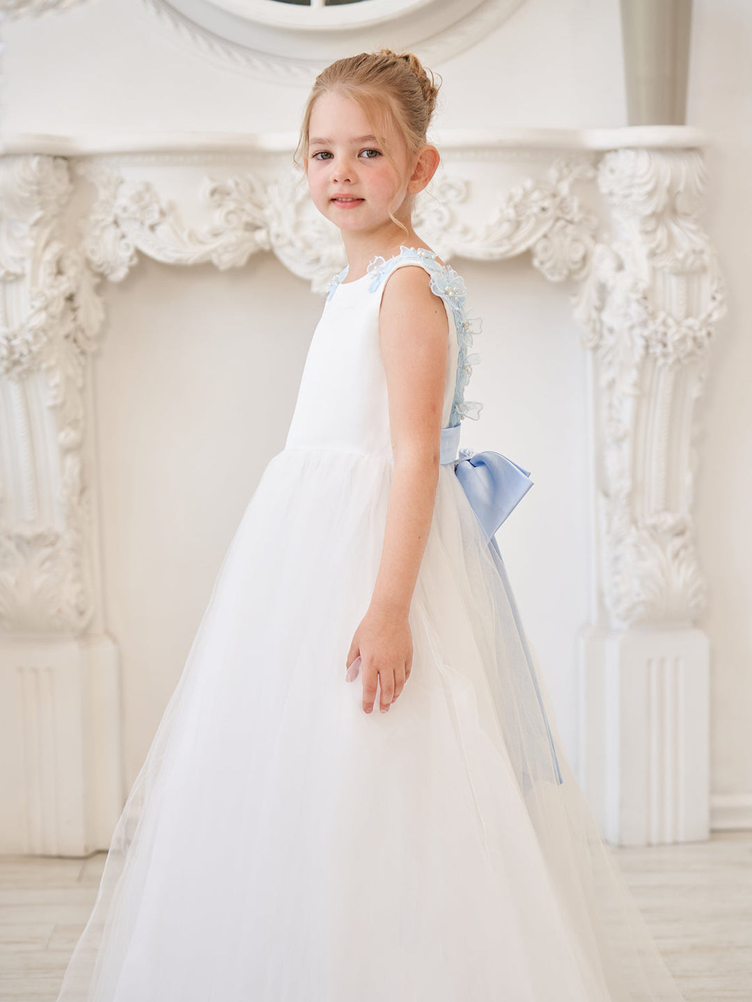 Ball-Gown/Princess 3d Flower Tulle Floor-length Ivory Flower Girl Dress