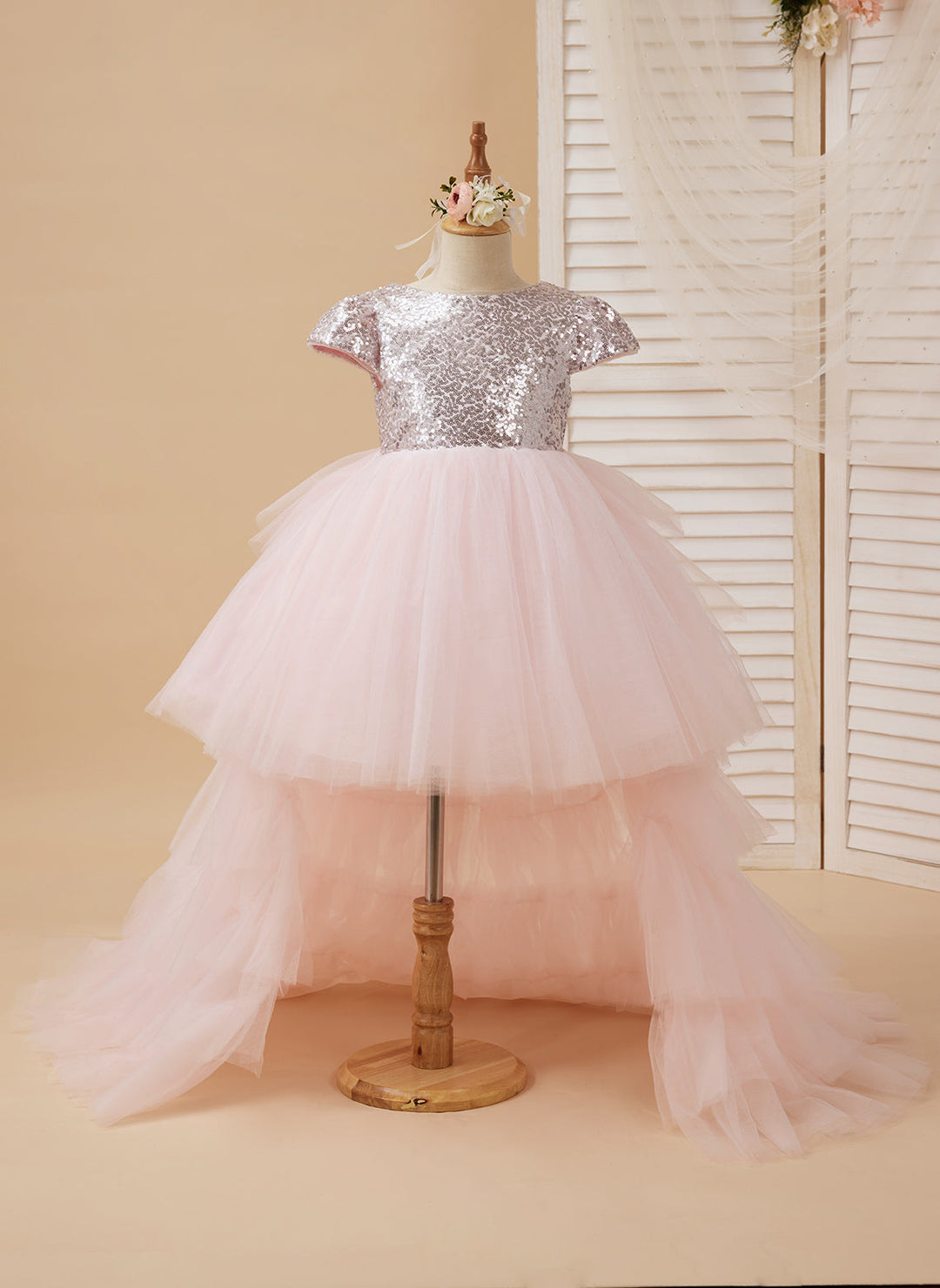 Ball-Gown/Princess Tulle Pink Birthday Flower Girl Dress