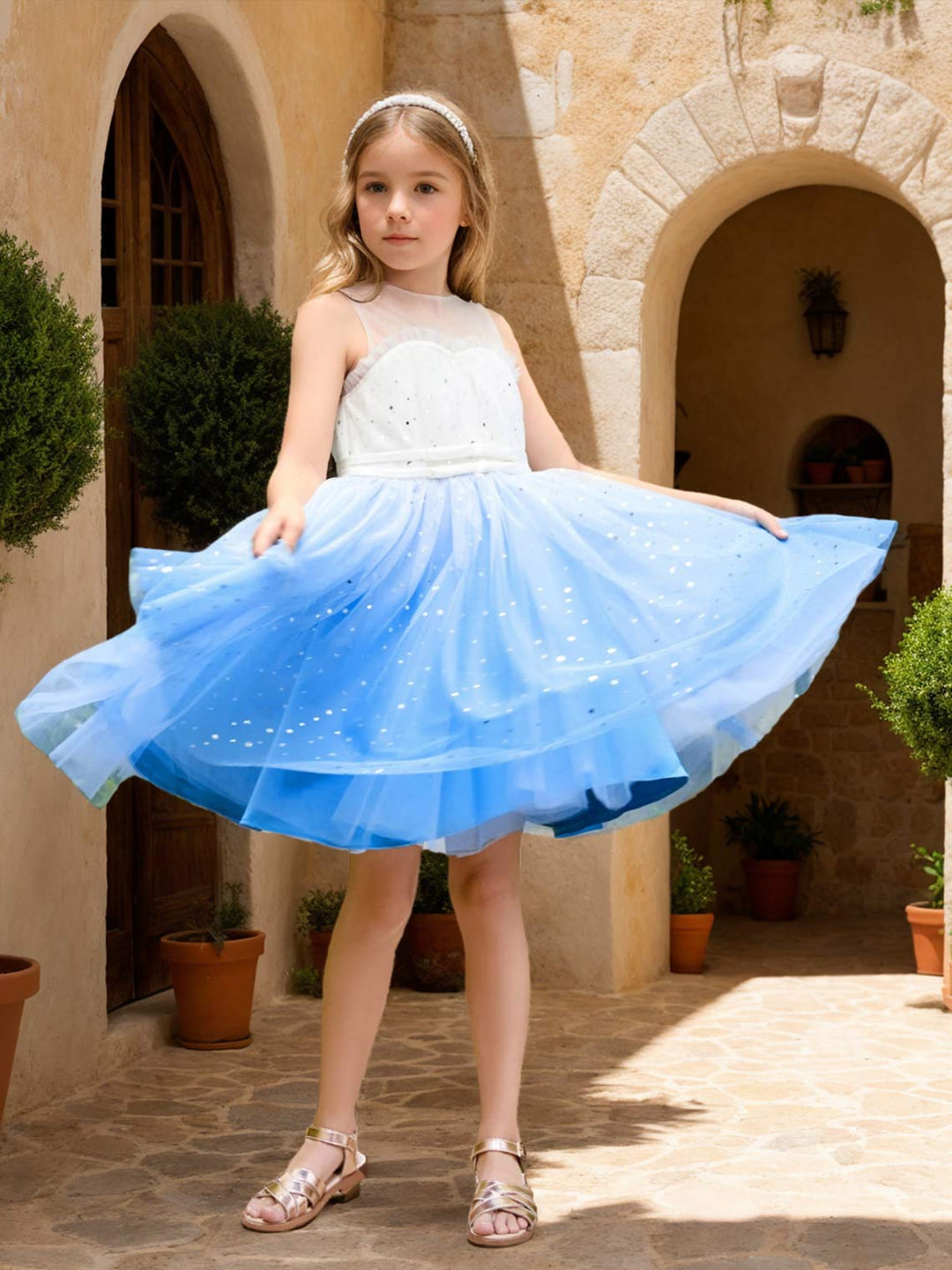 Ball-Gown/Princess Tulle Knee-length Blue Flower Girl Dress, 6y / As Picture Ball-Gown/Princess Tulle Knee-length Blue Flower Girl Dress, 6y / As Picture