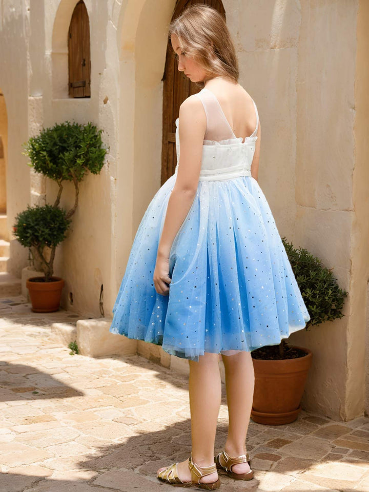 Ball-Gown/Princess Tulle Knee-length Blue Flower Girl Dress