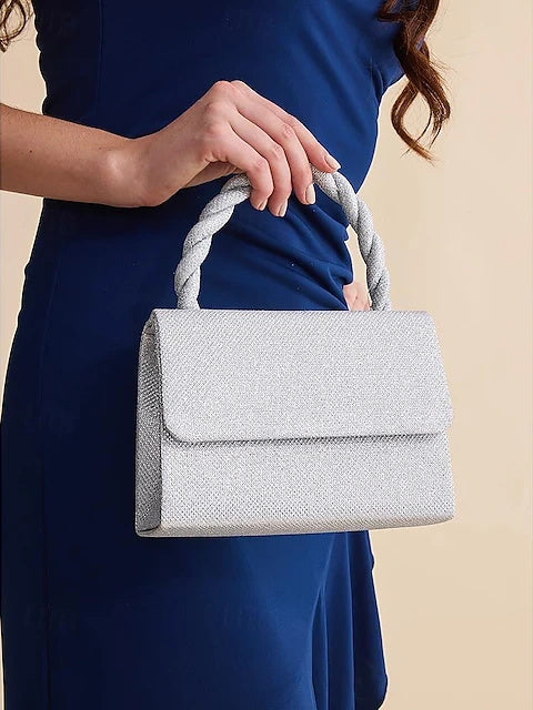 Polyester Multi Carry Solid Color Chain Knot Design Evening Bags