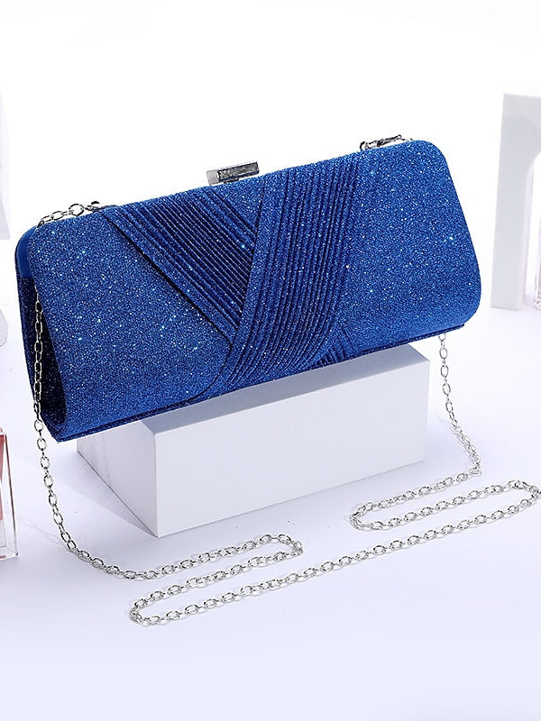 Polyester Solid Color Glitter Chain Clutches