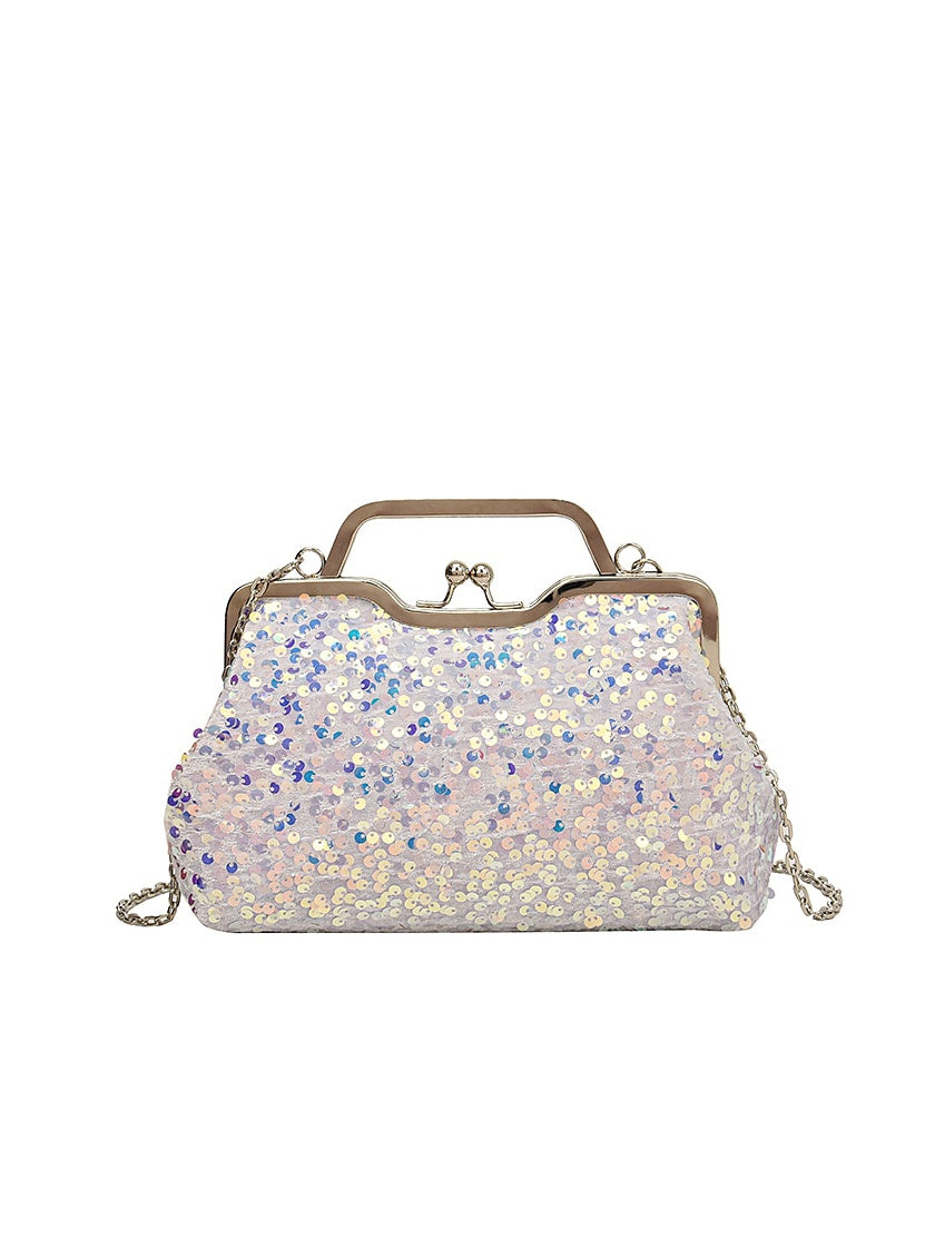 Synthetic Large Capacity Anti-Dust Solid Color Sequin Clutch Bags