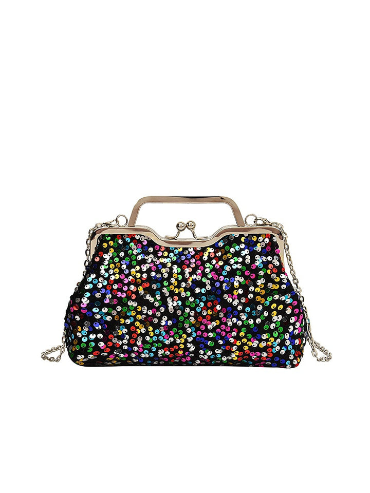 Synthetic Large Capacity Anti-Dust Solid Color Sequin Clutch Bags