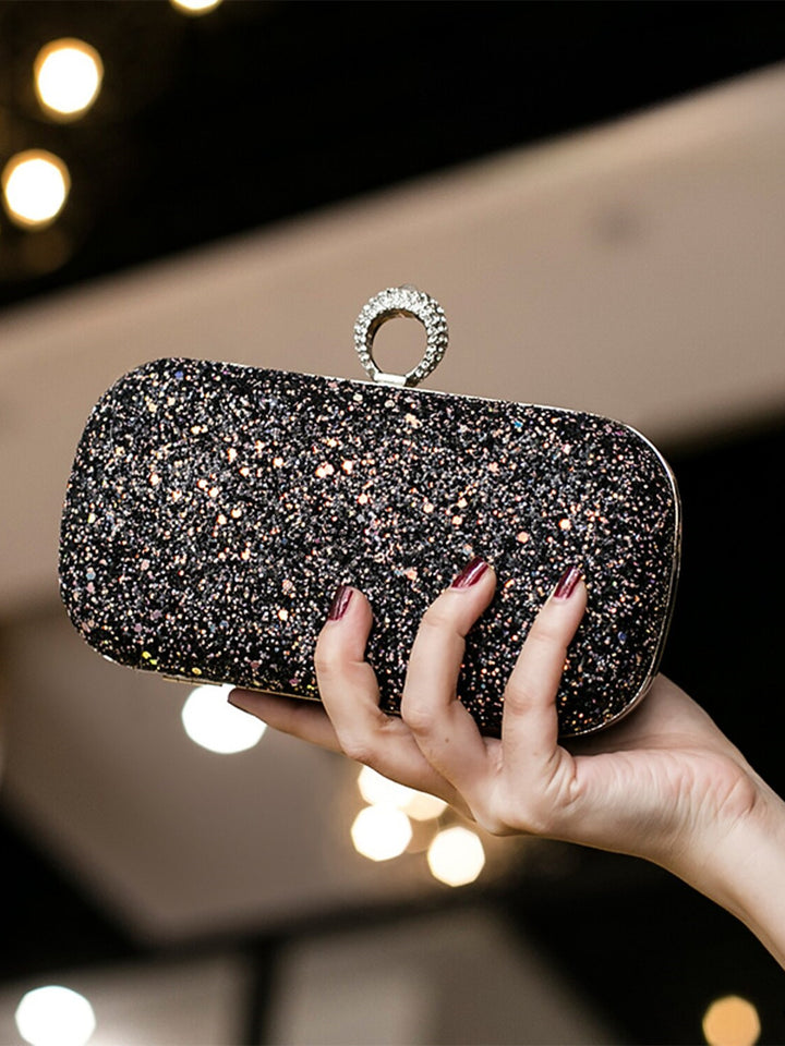 PU Leather Lightweight Large Capacity Durable Solid Color Rhinestone Clutch Bags